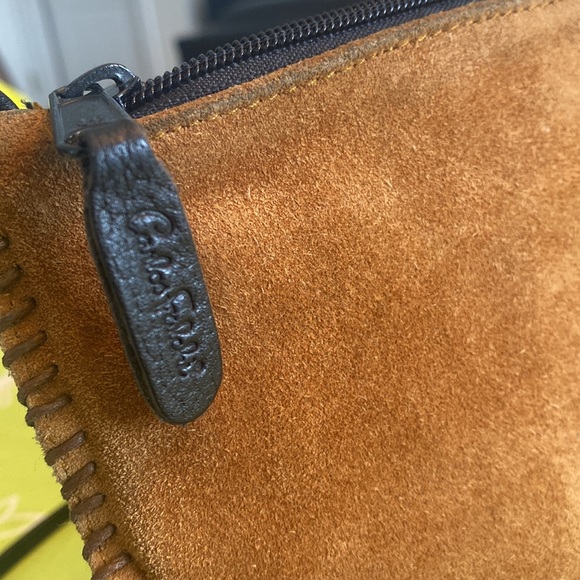 Vintage CARLOS FALCHI brown/black/tan suede crossbody bag - Picture 4 of 10